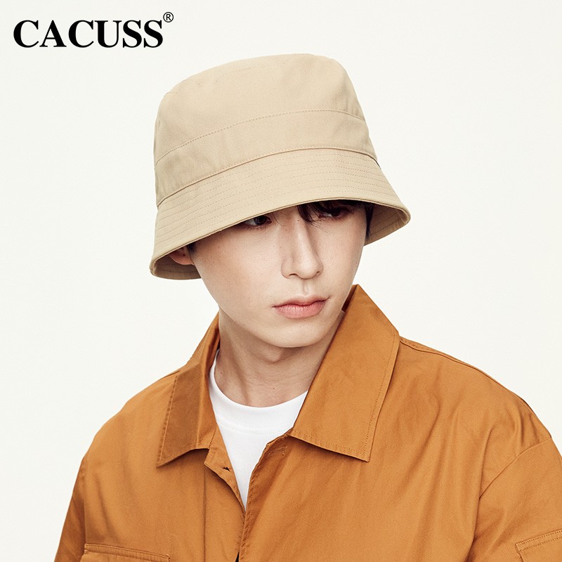 CACUSS帽子女水桶盆帽户外遮阳帽女渔夫帽简约防晒骑行太阳帽PM095 卡其色大号