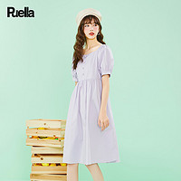 Puella拉夏贝尔旗下2021年夏季新款法式方领泡泡袖连衣裙气质优雅