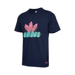 adidasoriginals秋季新款男子针织t恤大logo圆领短袖上衣运动服休闲