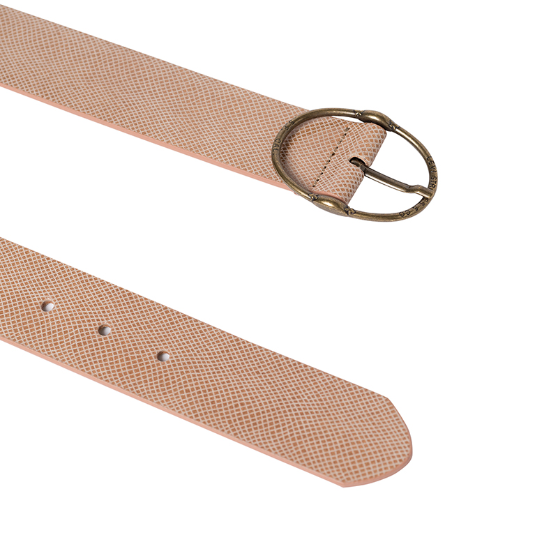 Levi's李维斯21秋季新款女士杏色格纹牛皮革商务腰带D6019-0003