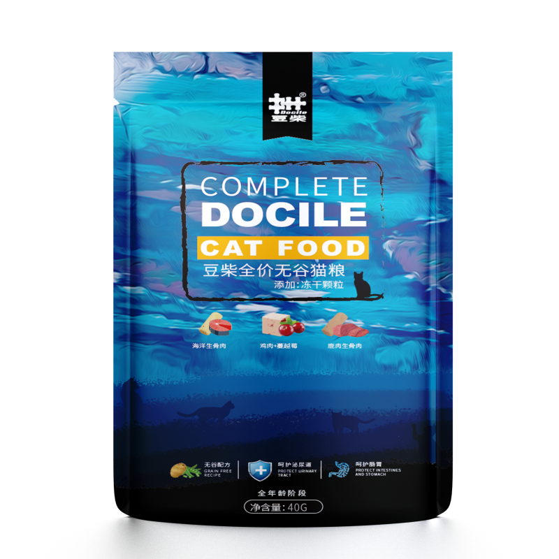 豆柴（docile）猫粮三拼冻干成猫幼猫全价粮英短美短 红肉猫粮试吃包40g*1包 四拼猫粮试吃包40g*1包