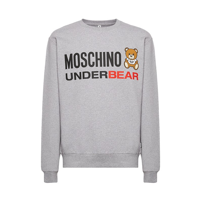 MOSCHINO UNDERWEAR 莫斯奇诺 男式小熊图案圆领黑色卫衣 1 A 1701 8106 0555 M码 L 灰色