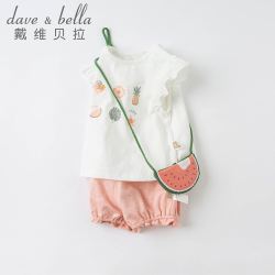 davebella戴维贝拉童装儿童夏季套装新款女童短袖短裤两件套宝宝纯棉