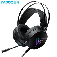 RAPOO 雷柏 VH350 游戲耳機頭戴式 電競有線耳機 USB虛擬7.1聲道立體環繞 電腦耳麥降噪 RGB燈效 黑色