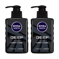 妮维雅(nivea)男士深黑deep控油细致毛孔洁面乳套装 150g*2(洗面奶男
