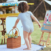 Carter's婴儿两件装连体衣男女宝宝三角爬服小童包屁短袖连体衣 灰+蓝球 73/12M