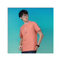 JEANSWEST 真維斯 男裝 夏季新品 平紋圓領修身型短袖印花T恤JV 粉紅色2342 M