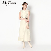 Lily Brown LWFO211006 2021春夏新品 法式刺繡腰帶無袖開衩連衣裙