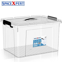 SPACEXPERT 空間專家 近直角高透手提塑料收納箱 55L單只 加厚衣物塑料整理箱玩具儲物箱
