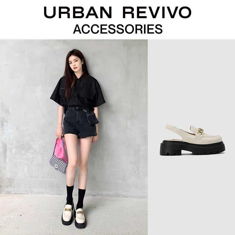 预售URBAN REVIVO2022夏季新品女士时尚厚底松糕鞋AW04TS0N2004 裸杏色 38