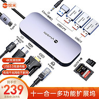 YMI 悦米 小米生态悦米扩展坞11合1 USB-C转HDMI转换器