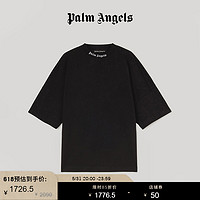 Palm Angels 情侣款黑色LOGO印花宽松休闲圆领短袖T恤男