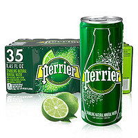 perrier 巴黎水 法国原装进口 Perrier巴黎水青柠味气泡水 天然矿泉水 250ml*35罐整箱装