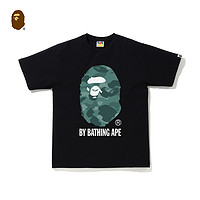 BAPE男装春夏猿人头字母印花迷彩图案纯色短袖T恤110015G S 白色WHE