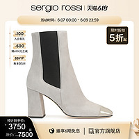 sergio rossi 塞乔罗西/2021秋冬新款粗跟高跟切尔西靴瘦瘦靴女鞋