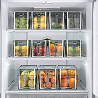 OUXUAN 欧轩 冰箱收纳盒食品级厨房食物蔬菜保鲜盒冰箱冷冻饺子水果鸡蛋储物盒（7048灰色）