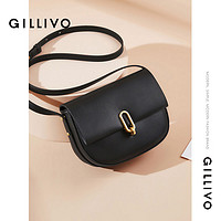 GILLIVO 嘉里奥 2022新款秋高档牛皮斜挎包百搭休闲单肩马鞍包小方包腋下包