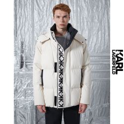 karllagerfeld卡尔拉格斐90白鹅绒双klogo印花撞色滑雪羽绒服
