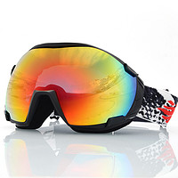 BASTO 邦士度 滑雪镜台湾进口防雾双层球面镜片超大视野通风保暖 防紫外线滑雪眼镜 SG1313砂黑色