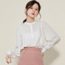sharejewelry熙然时尚百搭日系宽松显瘦前后衣长不规则长袖衬衣女衬衫