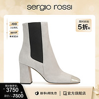 sergio rossi 塞乔罗西/2021秋冬新款粗跟高跟切尔西靴瘦瘦靴女鞋