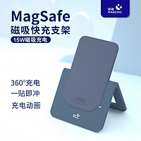 MAGCHIC 轻磁 Magsafe无线磁吸充电支架适用于苹果/iPhone14/15手机无线快充15W快充可充耳机 毛月蓝(现货)