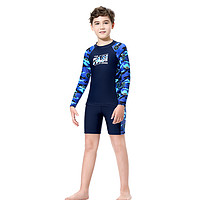 FASIBETTS 儿童泳衣男童中大童分体青少年长短袖防晒男孩训练游泳衣泳裤套装