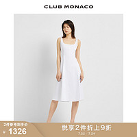 CLUB MONACO 摩纳哥会馆 女装2022春夏新品方领设计感白色高腰吊带连衣裙