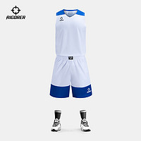 RIGORER 準者 籃球服2022新款套裝男學生比賽訓練隊服DIY定制團購球衣 純白色 XS(160-165CM)