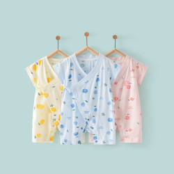 tongtai童泰夏款婴儿衣服16月新生儿偏开和服连体衣男女宝宝短袖闭裆