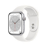 PLUS会员：Apple 苹果 Watch Series 8 GPS款 智能手表 45mm 银色表盘 美版官翻