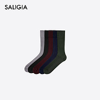 SALIGIA精英质感系列强捻丝光棉罗纹正装长袜3双