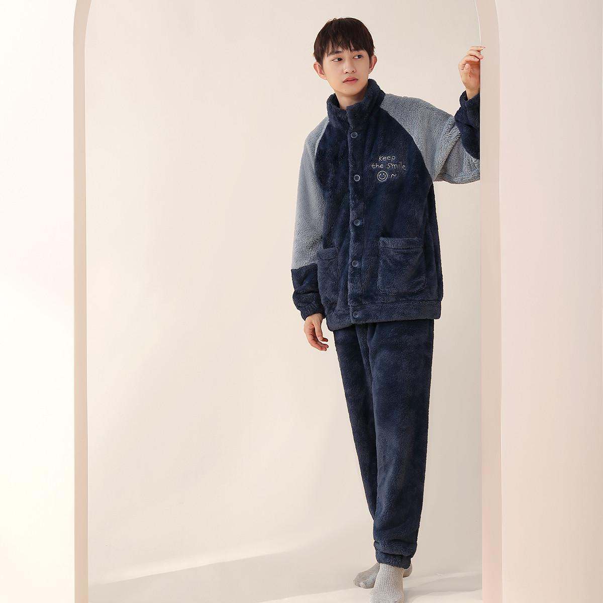 MERCURY 水星家纺 简约秋冬家居服/可外穿情侣加厚女士家居服套装