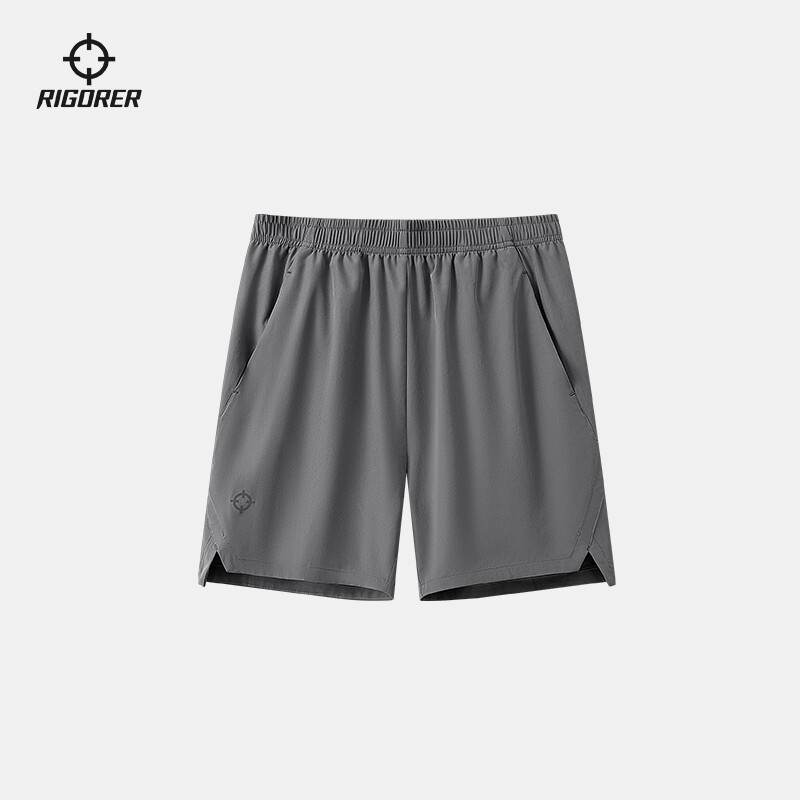 准者（RIGORER） 准者夏季薄款梭织男篮球运动训练健身跑步透气快干美式短裤 石灰 S/165