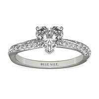 補貼購：Blue Nile 1.01克拉心形鉆石+雙排滾轉扭紋鉆石訂婚戒指