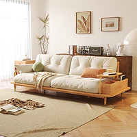 HUANASI 华纳斯 日式沙发小户型实木脚客厅简约现代储物科技布三人位北欧边几沙发