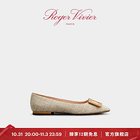 Roger Vivier 罗杰维维亚 RV女鞋Gommettine镀漆扣尖头平底复古单鞋芭蕾舞鞋