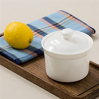 SKYTOP 斯凯绨 陶瓷碗带盖骨瓷隔水炖盅单人份纯白250ml
