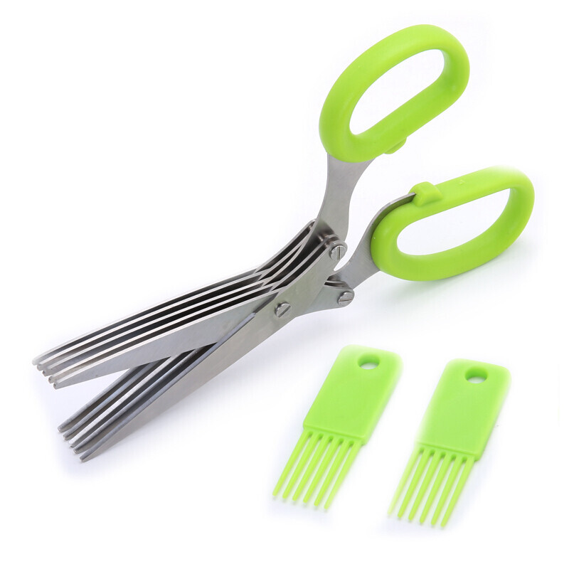欧烹（L’HOPAN）剪刀 不锈钢多用厨房剪刀 家用葱花 紫菜 蔬菜 五层剪 送2把硅胶刷OP3004