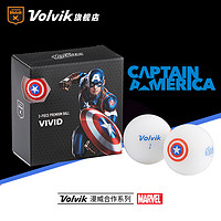Volvik 高尔夫球  哑光4粒三层漫威合作款联名golf礼盒礼品 白色美国队长 VIVID