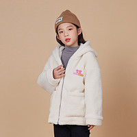 redkids 红孩儿 女童毛毛外套中大童女童冬款韩版洋气可爱连帽外套