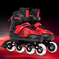 Ferrari 法拉利 輪滑鞋溜冰鞋兒童閃光輪直排成人青少年男女滑冰旱冰鞋可調碼紅色中碼
