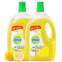 Dettol 滴露 地板清洁剂 木地板瓷砖擦拖洗地机可用 非草酸保养蜡乳胶漆清洁片 【量贩双瓶】柠檬清香2L*2瓶