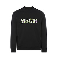 MSGM 黑色经典简约胸前字母logo花卉图案设计女士圆领卫衣