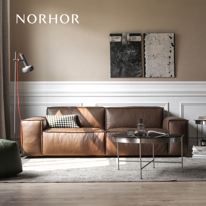 特惠北欧表情意大利现代简约进口头层牛皮Naples真皮3人沙发多色