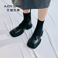 AJOY SAHU 艾珈莎琥2022秋冬新款女靴时尚百搭平跟底平方头袜靴女