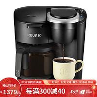 Keurig K-Duo Essentials单杯咖啡机 多功能冲泡器K-Cup豆荚和现磨咖啡粉冲泡 黑色