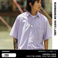 ROARINGWILD 男士条纹短袖衬衫 ORW212220 紫色 XL