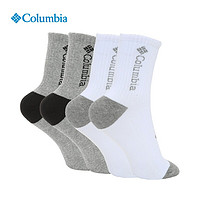 哥倫比亞 戶外秋冬男女同款雙色組合四對裝舒適透氣運動襪 RCS740