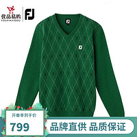 FOOTJOY 高尔夫服装男士新款FJ男装V领长袖毛衣舒适保暖 83090深翠绿 XL